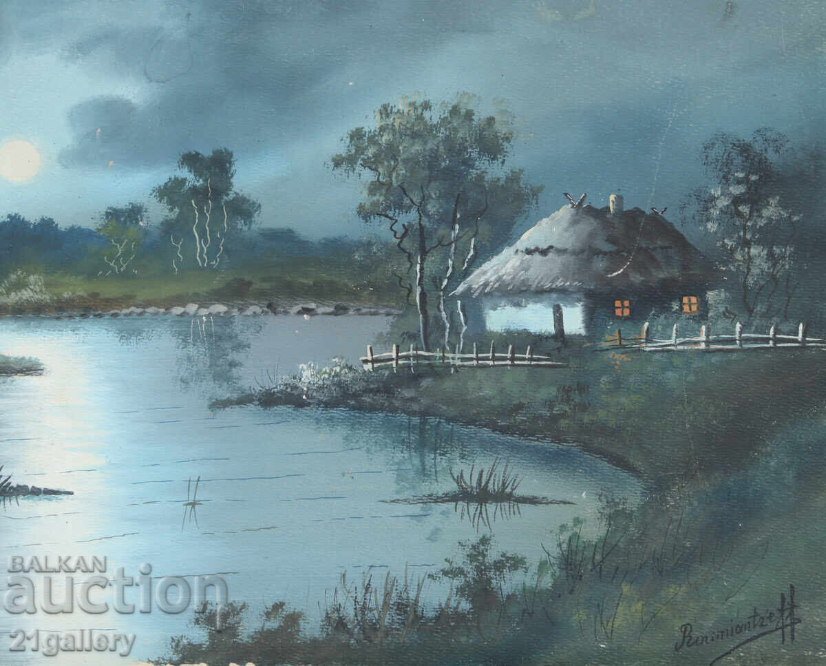 Доставка на Николас Румянцев XIX в. Франция , нощен пейзаж Доставка на Николас Румянцев XIX в. Франция , нощен пейзаж