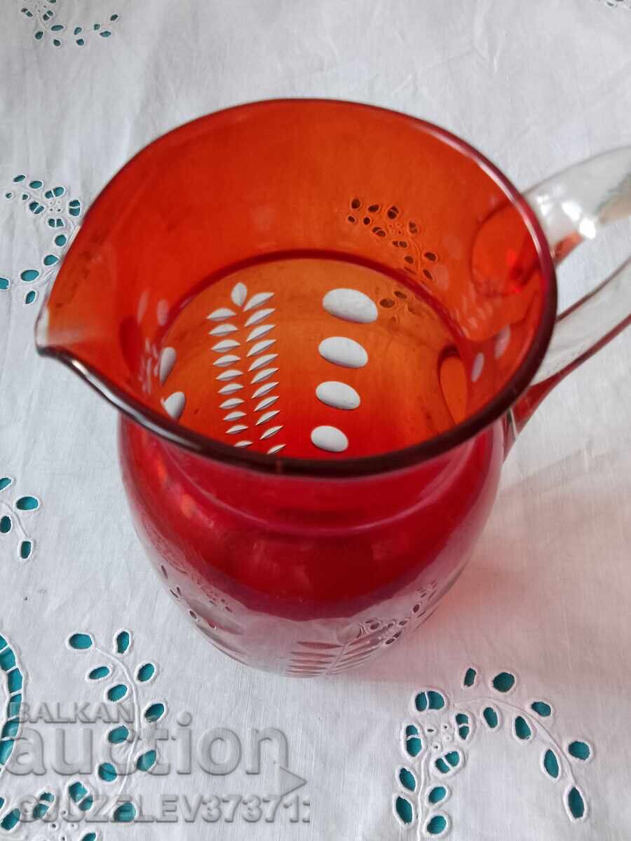 Delivery of Carafe of two-tone ruby red crystal glass