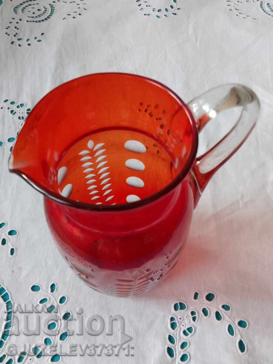 Carafe of two-tone ruby red crystal glass - 5