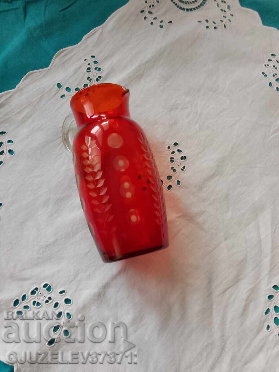 Carafe of two-tone ruby red crystal glass - 6