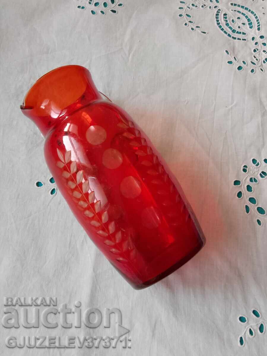 Carafe of two-tone ruby red crystal glass - 7