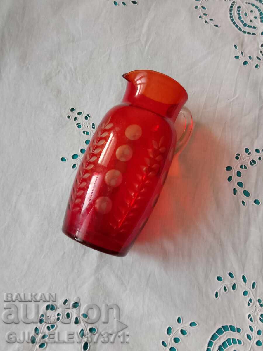 Carafe of two-tone ruby red crystal glass