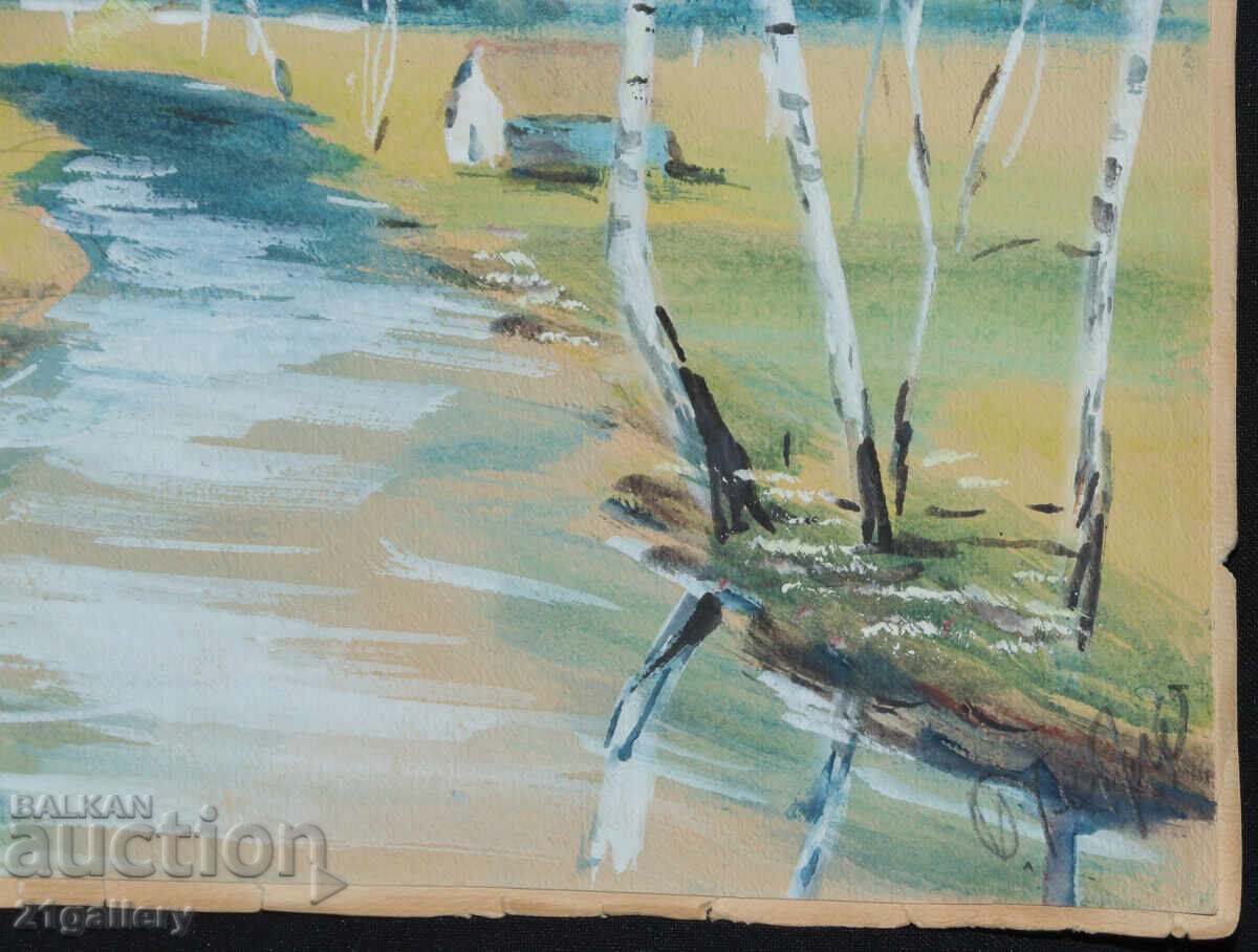 Old painting of a spring mountain landscape - 5