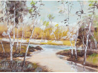 Стара картина есенен пейзаж