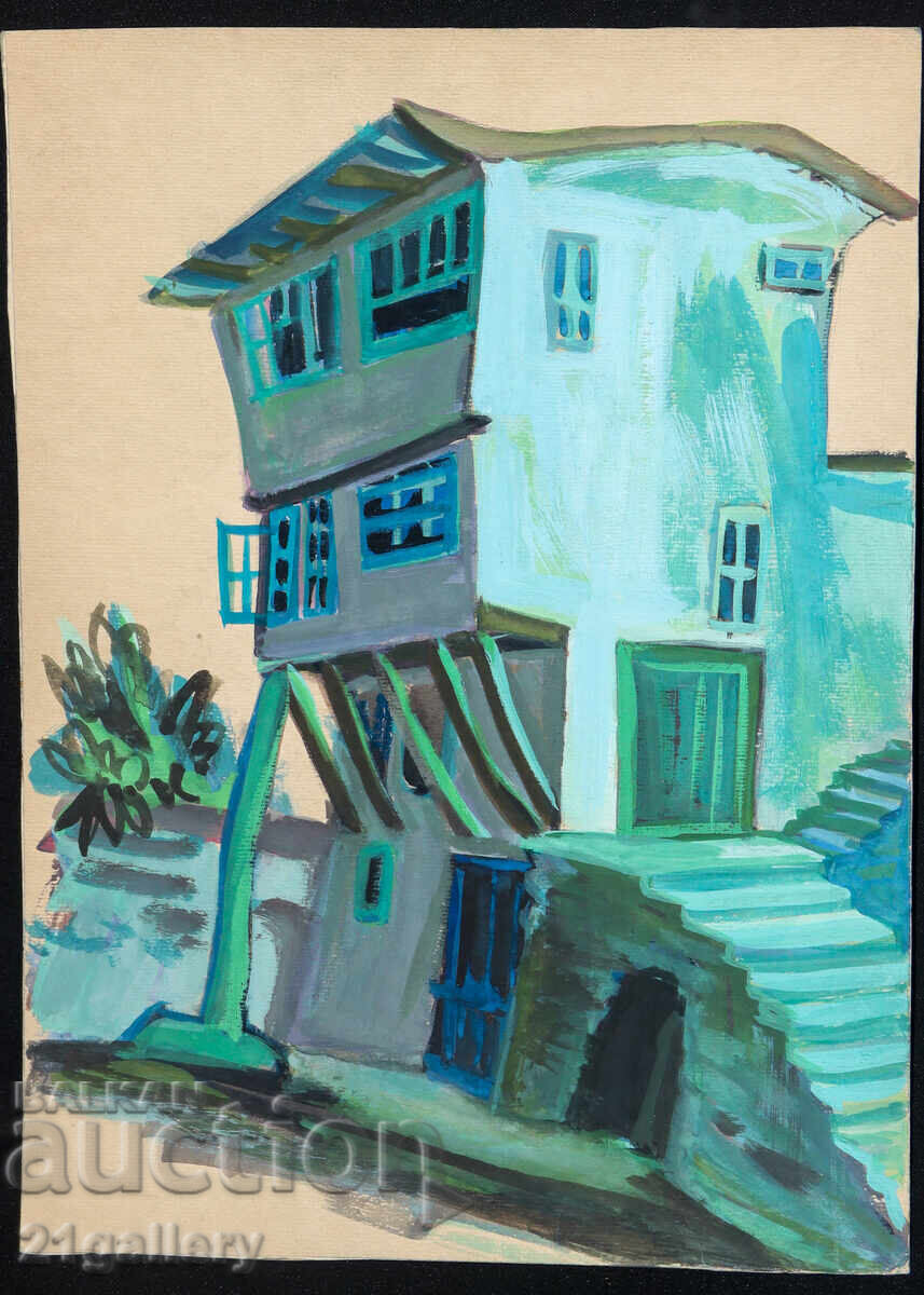 Παλαιός πίνακας με τέμπερα, αναγεννησιακό σπίτι με τιμή 300.00 BGN | € 153.39