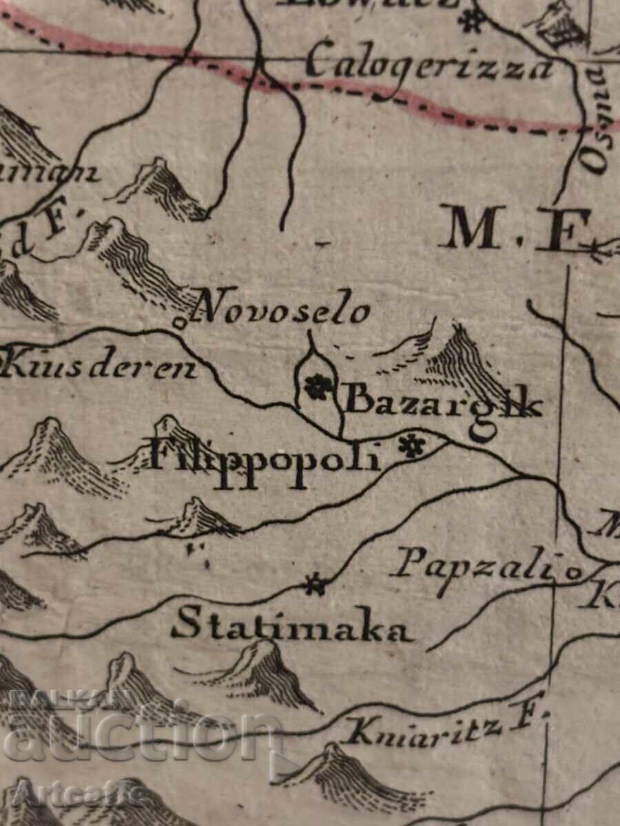 Χαρακτικό οφώρτ με χρωματισμό, χάρτης της Βουλγαρίας του 1791 - 5