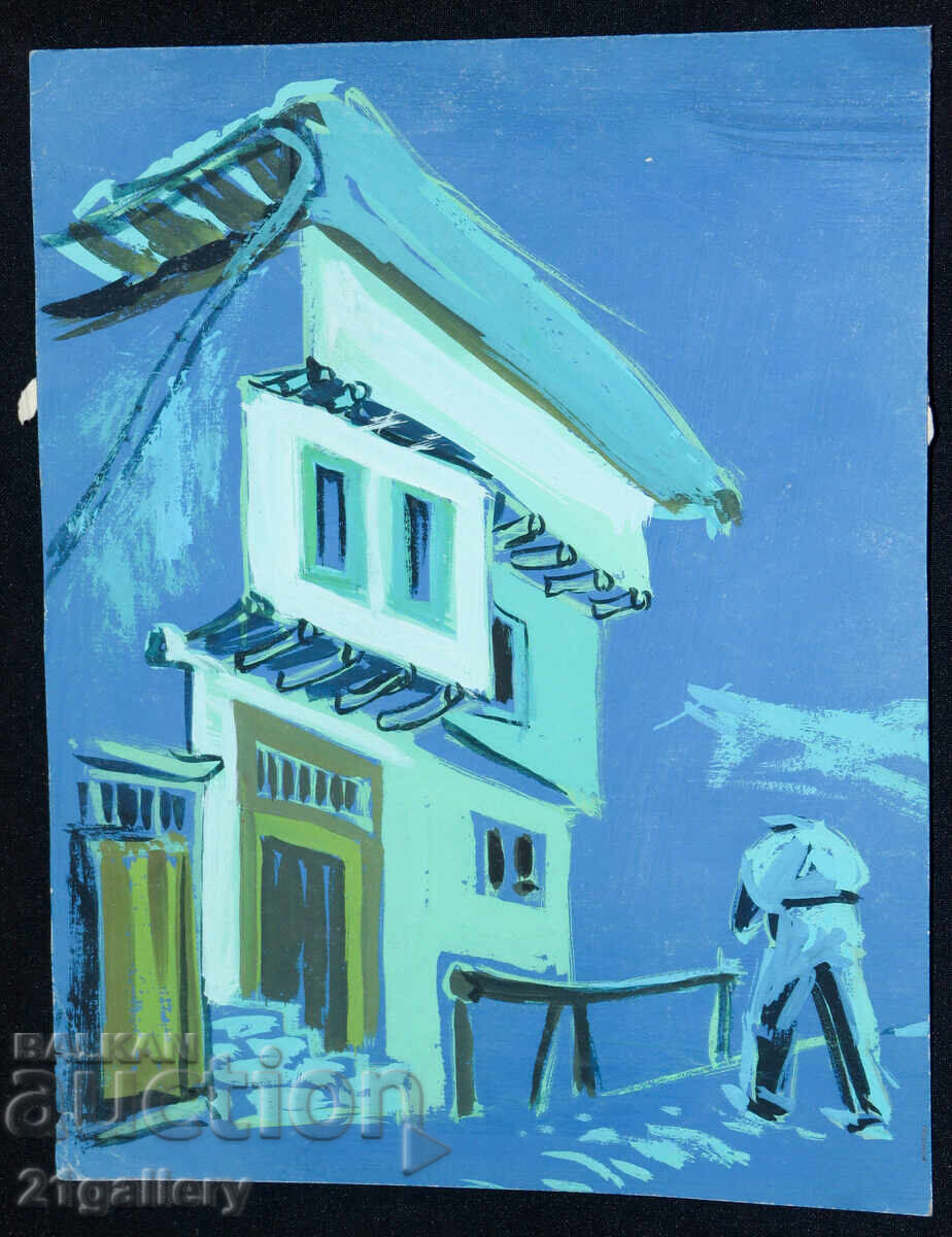 Παλαιός πίνακας με τέμπερα, αναγεννησιακό σπίτι με τιμή 280.00 BGN | € 143.16