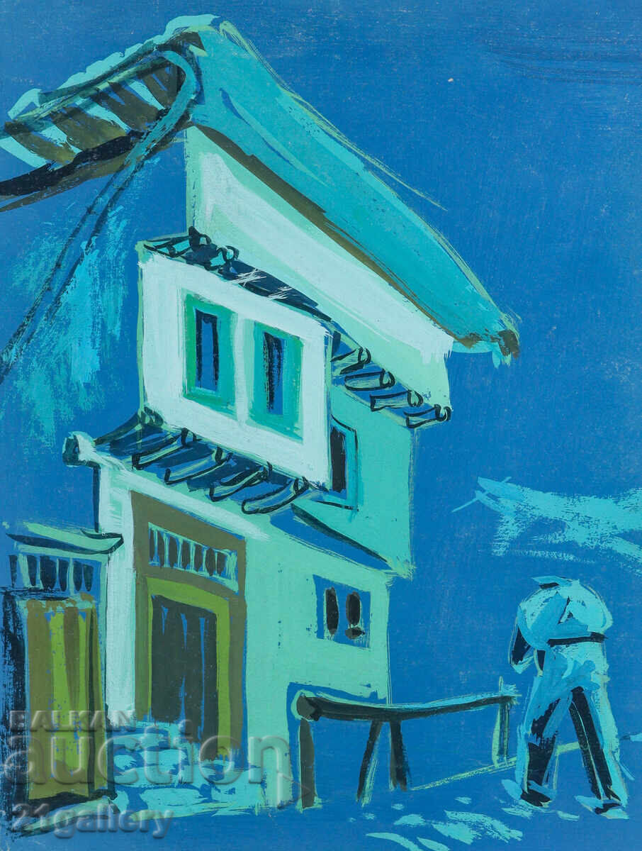 Δημοπρασία Παλαιός πίνακας με τέμπερα, αναγεννησιακό σπίτι