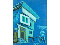 Old painting, tempera paints, Revival house