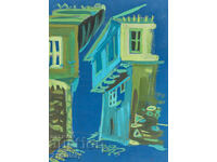 Old painting, tempera paints, Revival house