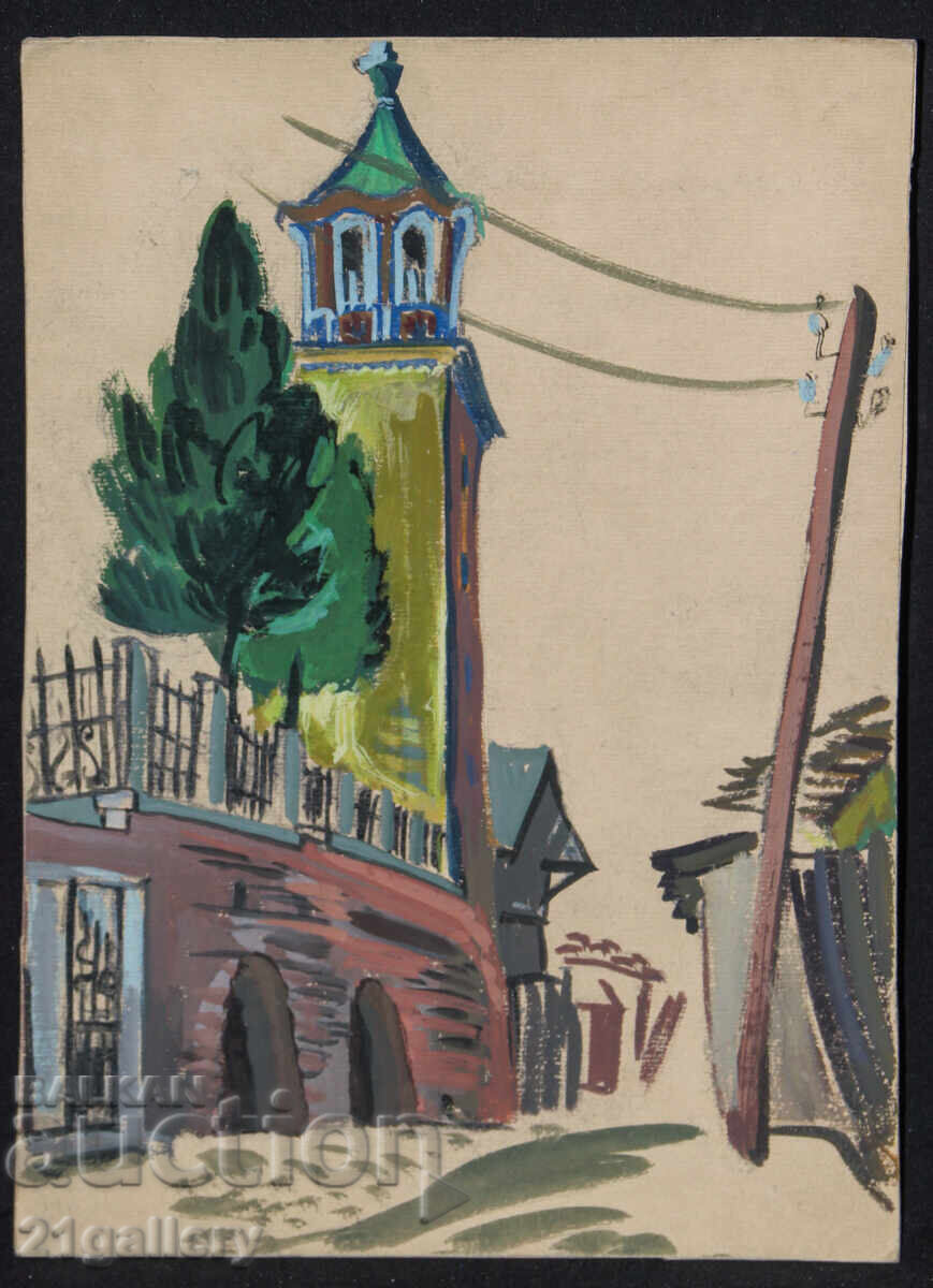 Old painting, tempera paints, cityscape with price 300.00 BGN | € 153.39 Old painting, tempera paints, cityscape with price 300.00 BGN | € 153.39