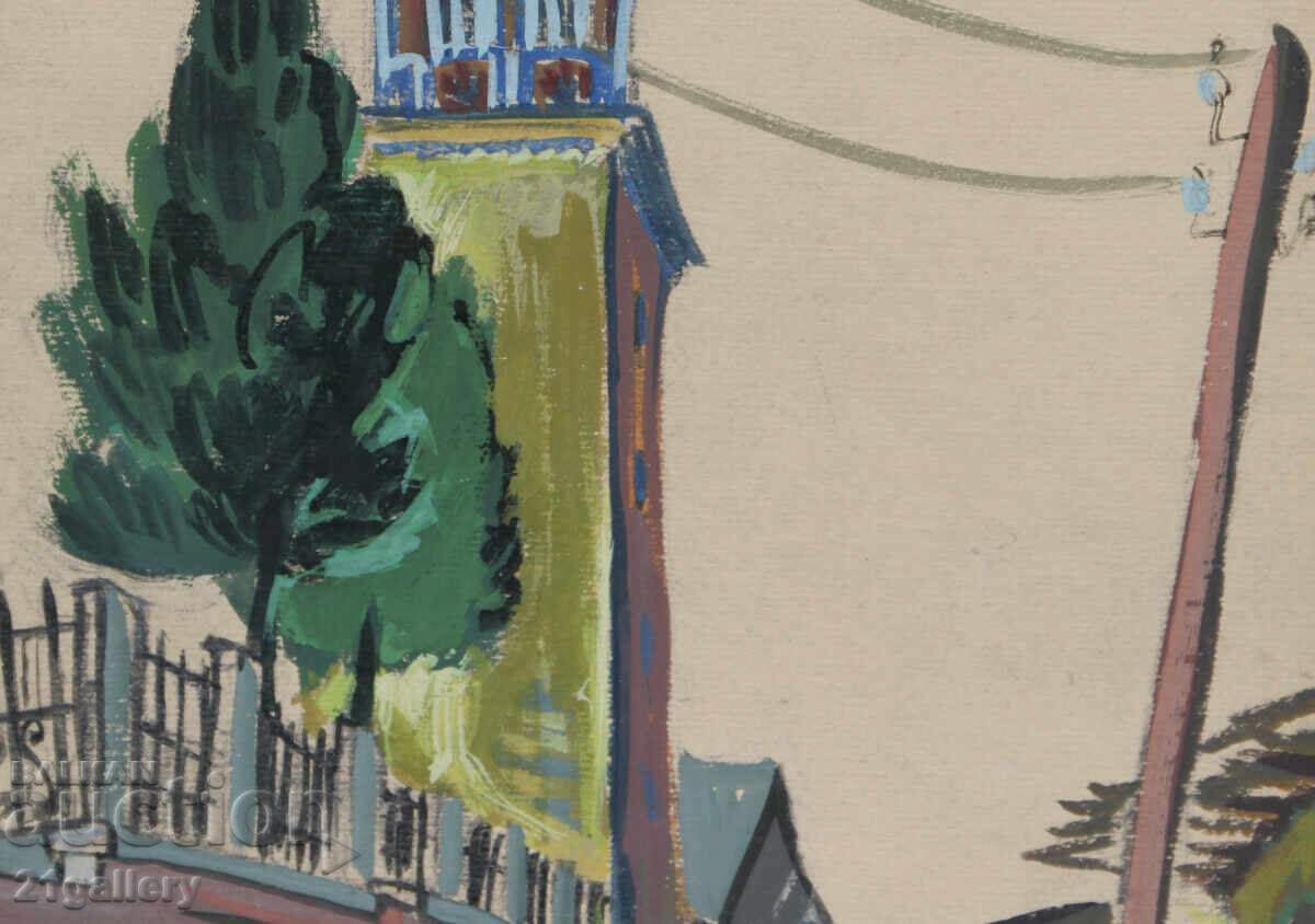 Old painting, tempera paints, cityscape - 5 Old painting, tempera paints, cityscape - 5