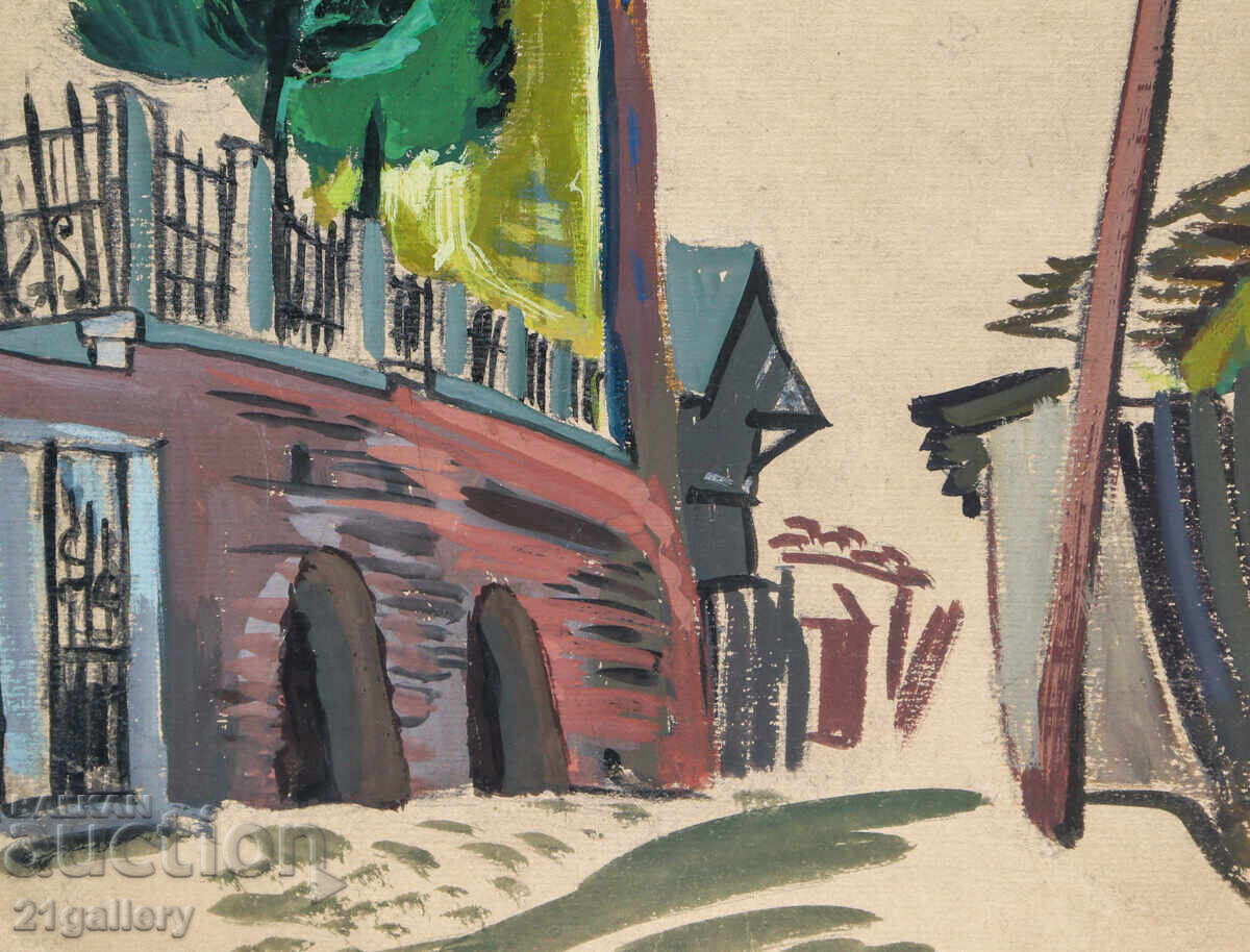 Old painting, tempera paints, cityscape - 6 Old painting, tempera paints, cityscape - 6