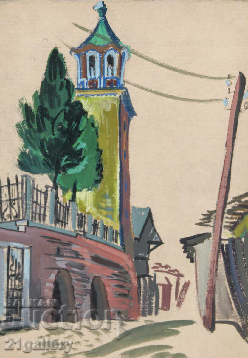 Old painting, tempera paints, cityscape Old painting, tempera paints, cityscape