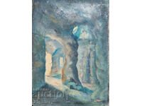 Old painting, tempera paints, cave