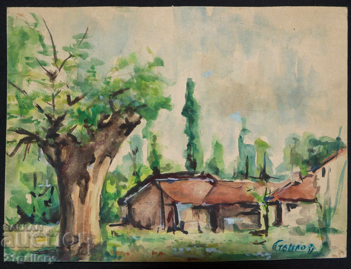 Auction Old watercolor painting landscape Auction Old watercolor painting landscape