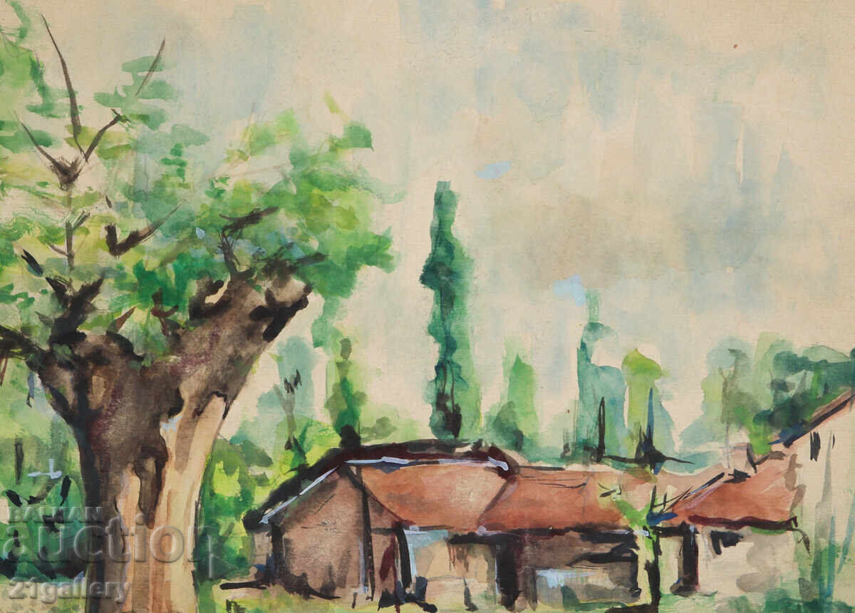 Delivery of Old watercolor painting landscape Delivery of Old watercolor painting landscape