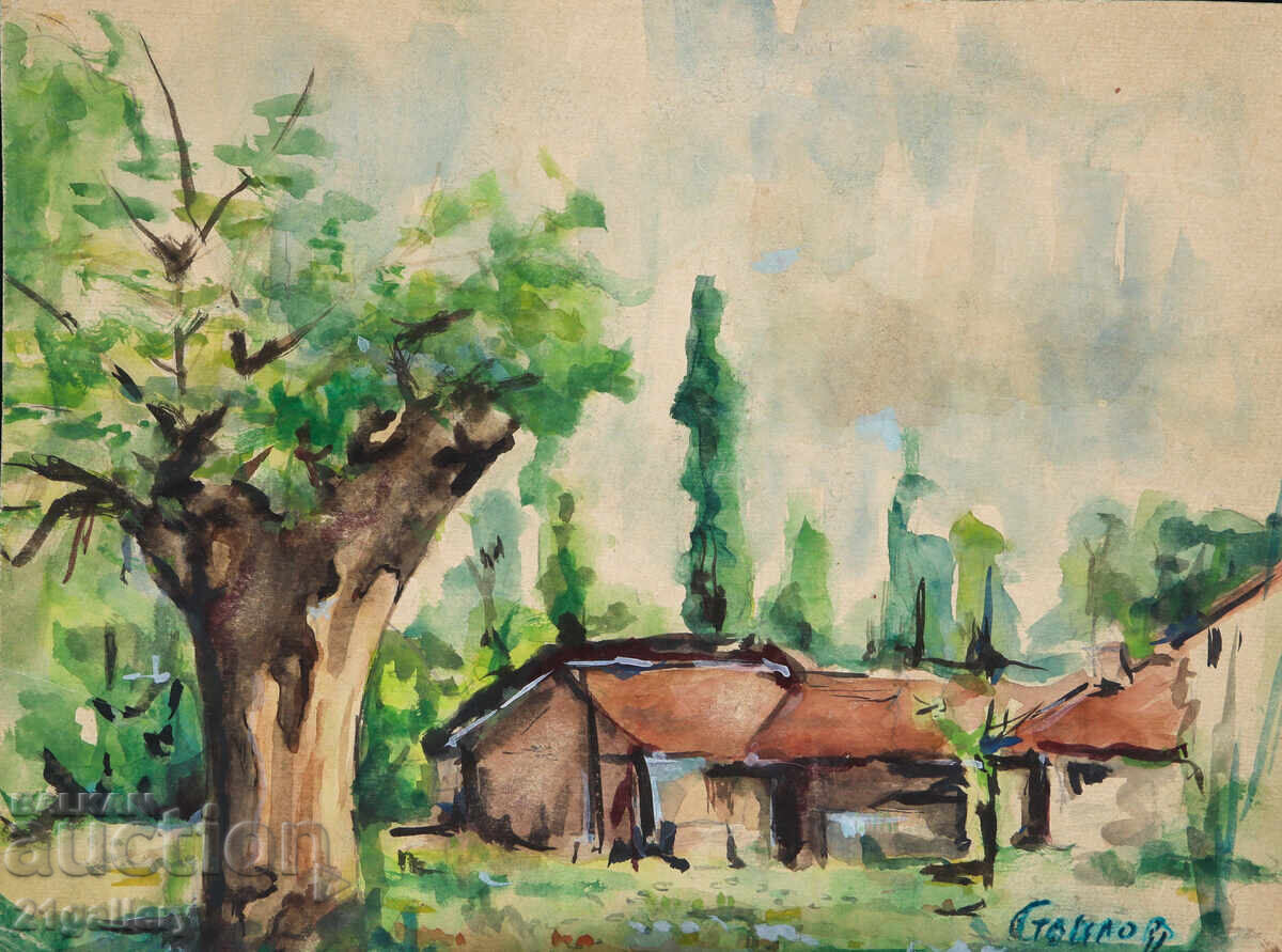 Old watercolor painting landscape Old watercolor painting landscape
