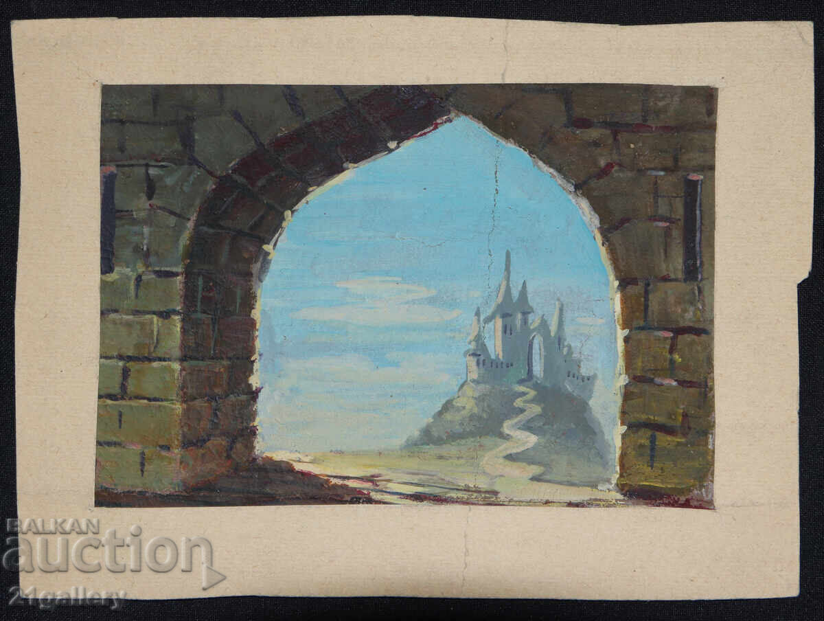 Old painting, tempera paints, landscape with price 250.00 BGN | € 127.82