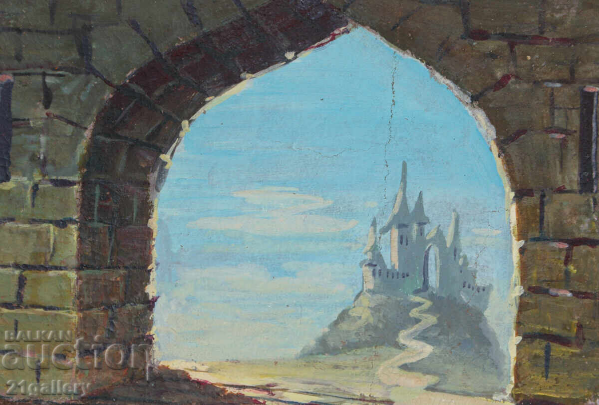 Delivery of Old painting, tempera paints, landscape