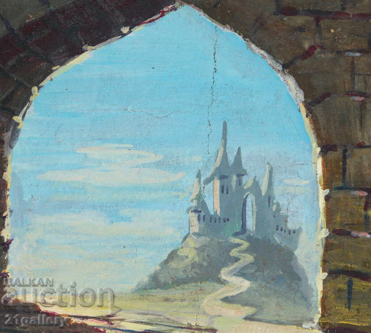 Old painting, tempera paints, landscape - 5