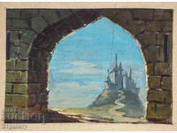 Old painting, tempera paints, landscape