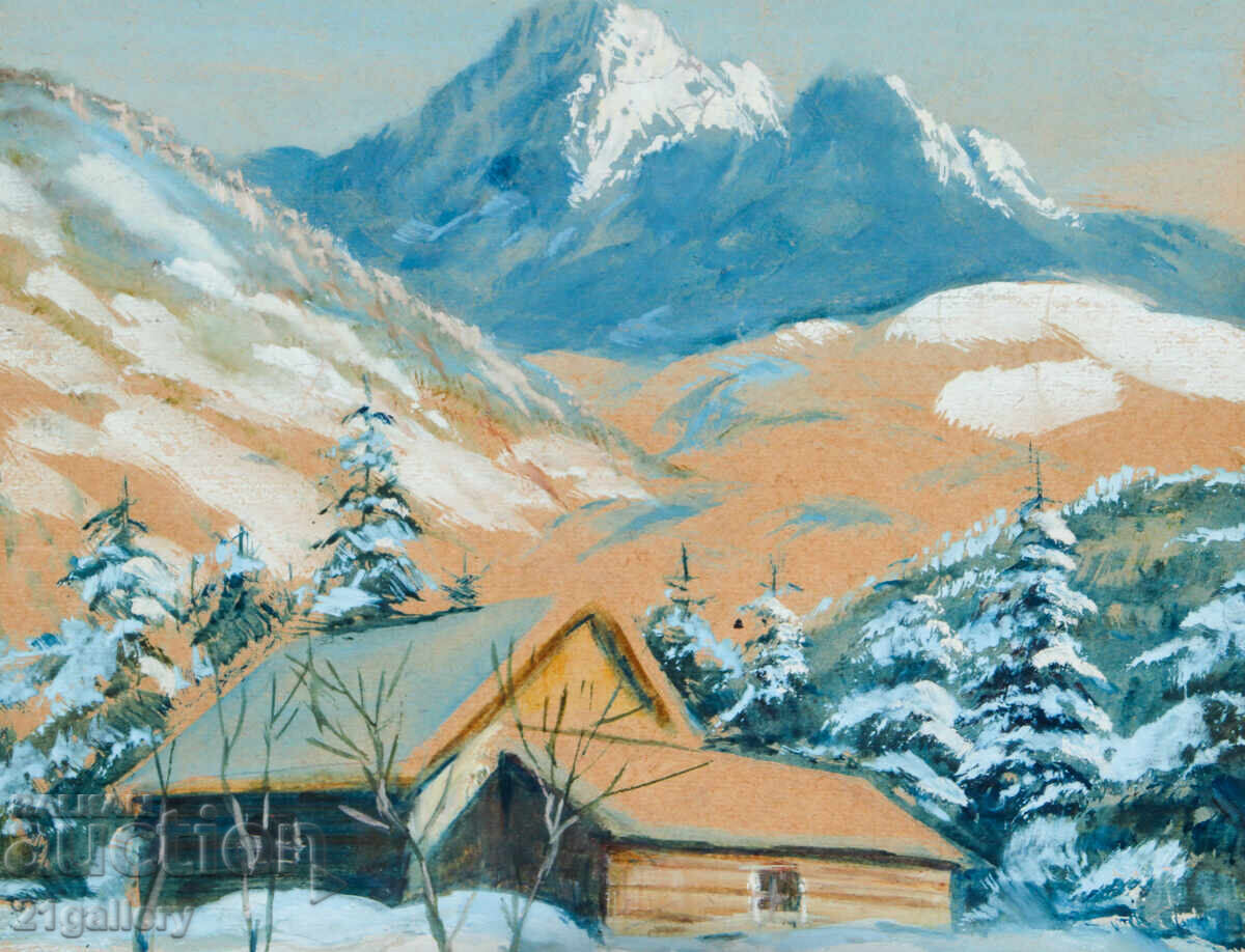 Доставка на Стара картина зимен пейзаж