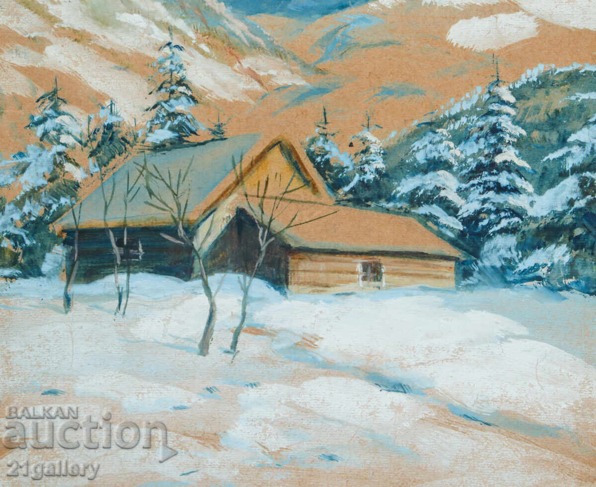 Стара картина зимен пейзаж - 5