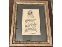 Regele Ferdinand I - portret gravură pe lemn + litografie semnătură și scrisoare