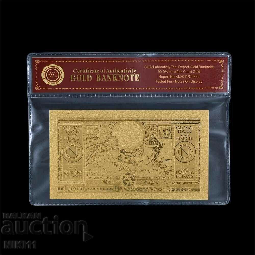 Gold Banknote Belgium 100 Belgian Francs Belgian Franc