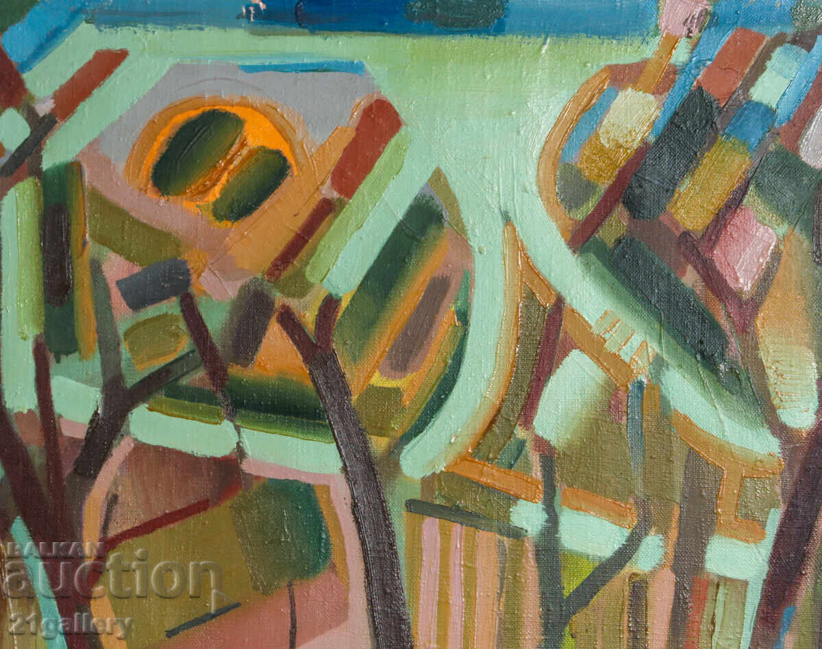 Παράδοση Παναιώτης Αποστόλου ελαιογραφία αφηρημένο τοπίο