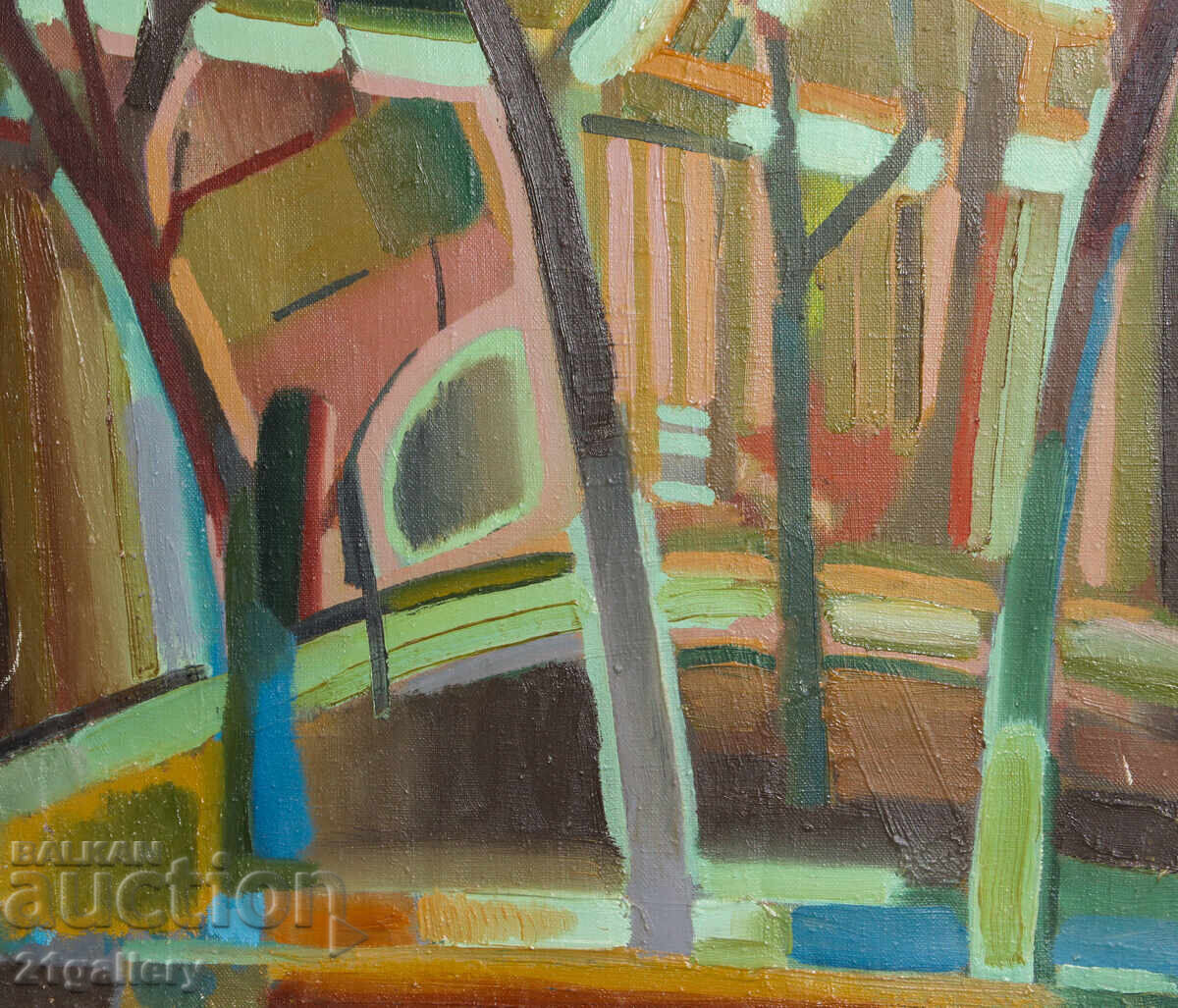 Παναιώτης Αποστόλου ελαιογραφία αφηρημένο τοπίο - 5