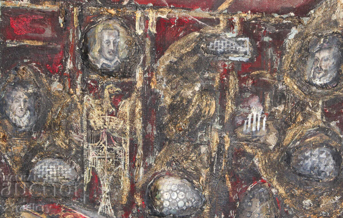 Tablou compoziție abstractă uleiuri colaj - 5