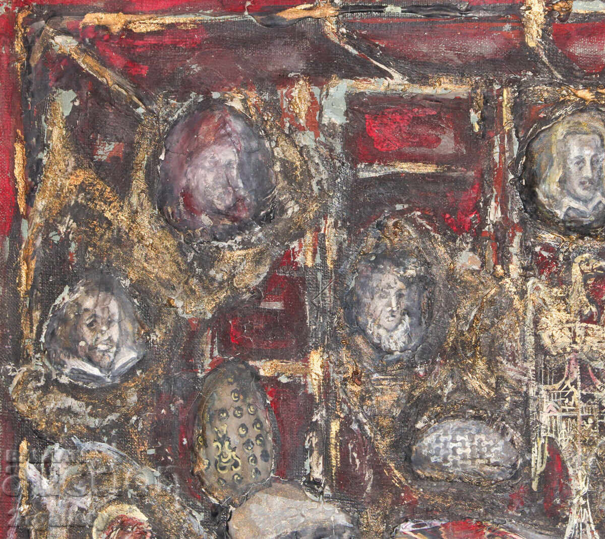 Tablou compoziție abstractă uleiuri colaj - 7