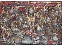 Abstract Composition Painting, Oil Paints, Collage