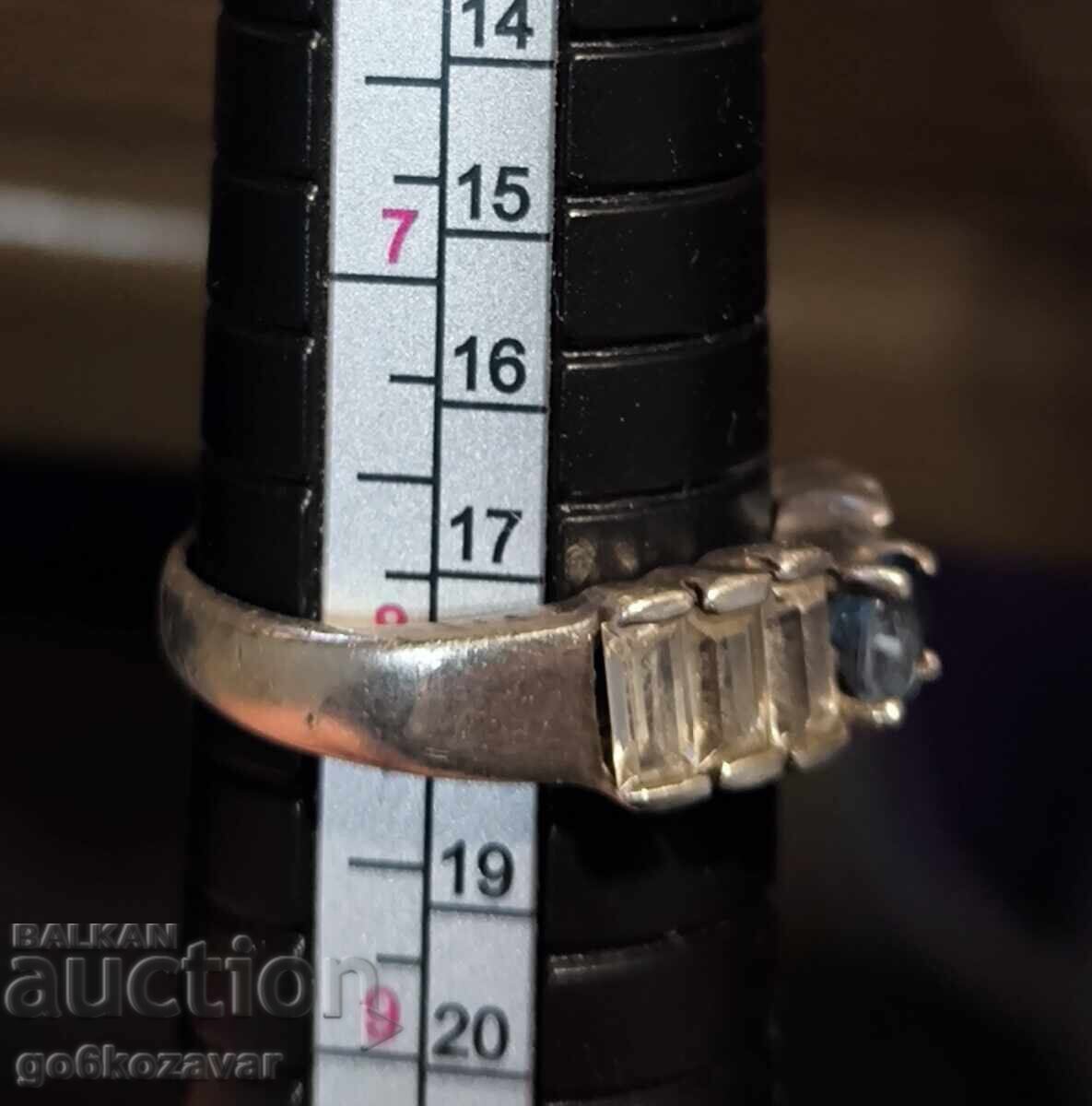 Licitație Inel de argint vechi pentru doamne, pietre naturale!