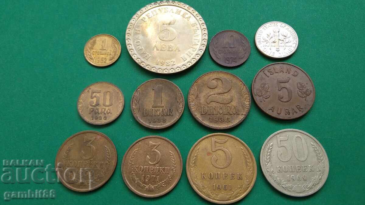 Lot of Bulgarian and foreign coins - 12 pcs. - EXCELLENT Lot of Bulgarian and foreign coins - 12 pcs. - EXCELLENT