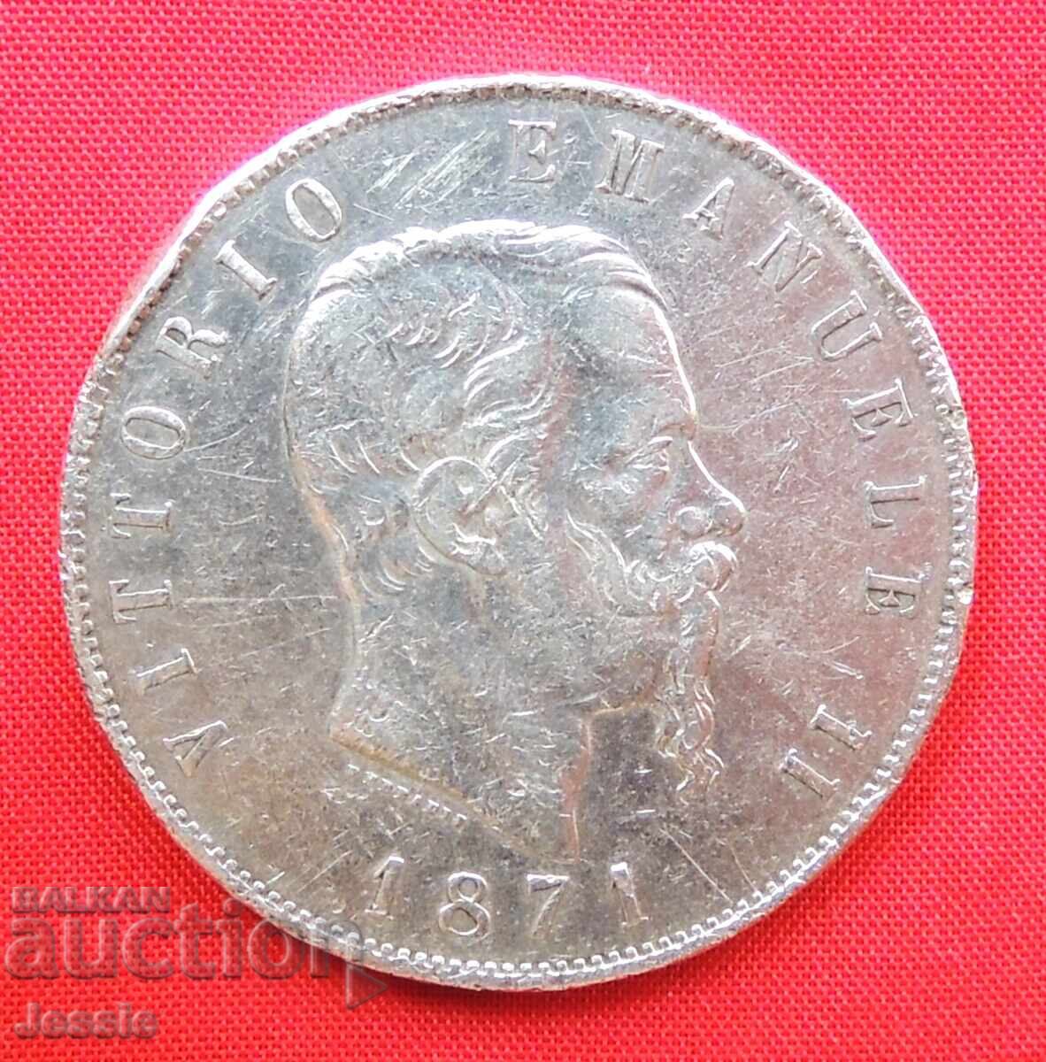 5 lire 1871 Italy silver - NO MADE IN CHINA with price 70.00 BGN | € 35.79