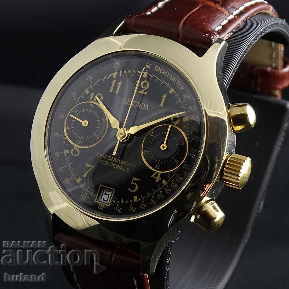 Ceas Sovietic Sekonda 3133 Chronograph Poljot Chronograf cu preț 485.00 BGN | € 247.98 Ceas Sovietic Sekonda 3133 Chronograph Poljot Chronograf cu preț 485.00 BGN | € 247.98
