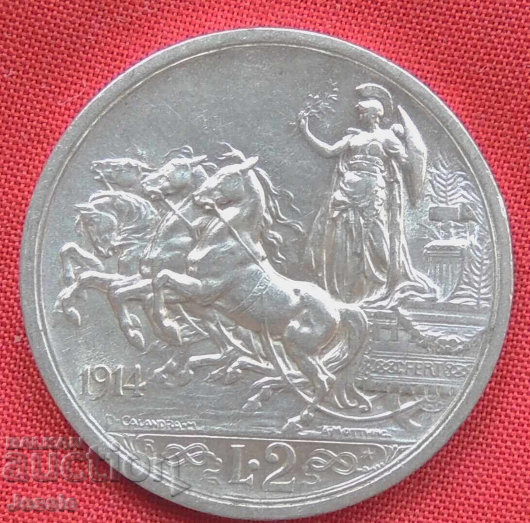 2 Lira 1914 R Italy Silver - QUALITY COMPARE & ASSESS !