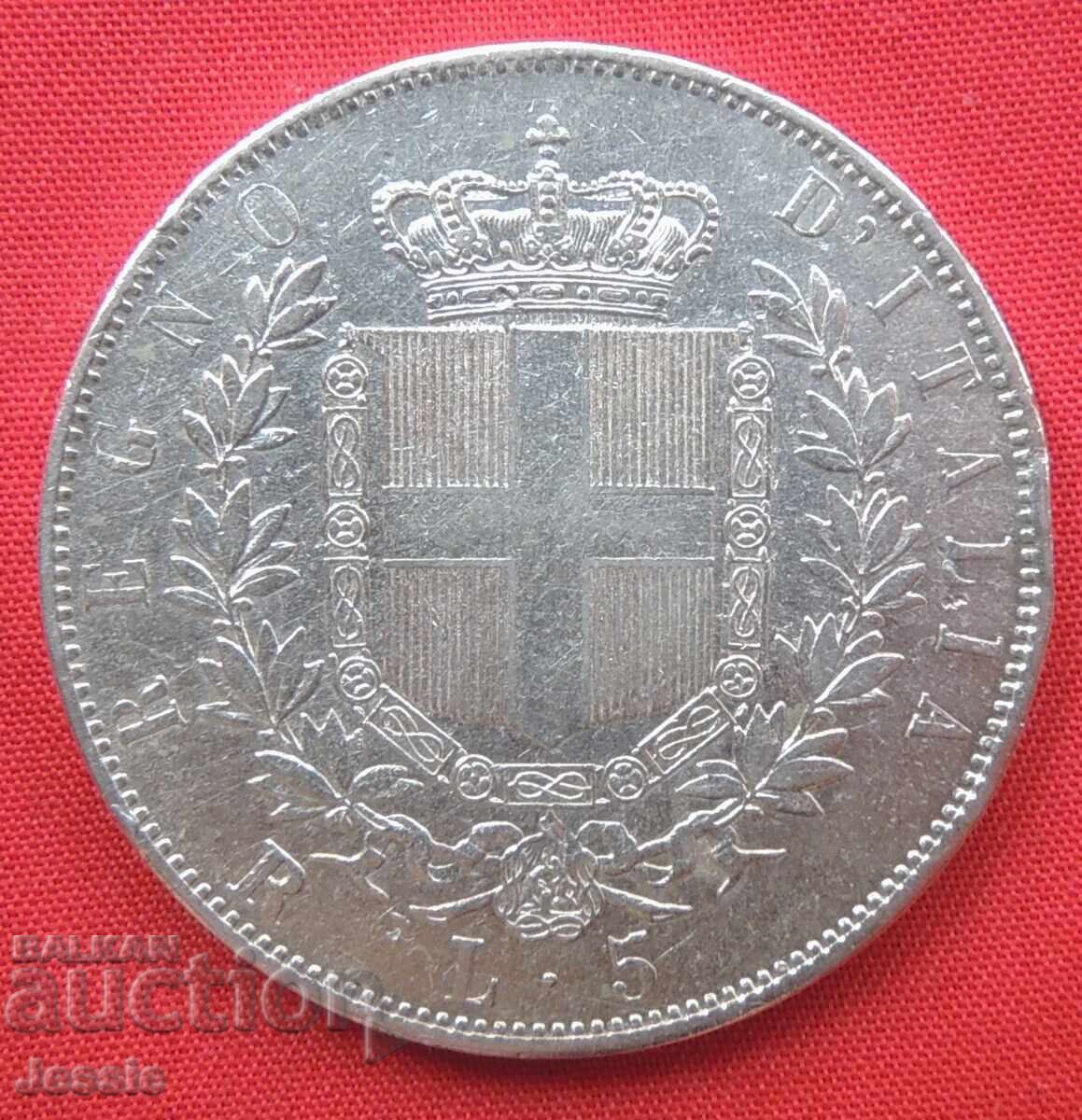 5 Lira 1876 R Italy Silver - QUALITY - NO MADE IN CHINA