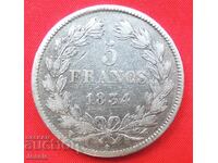 5 Francs 1834 W silver France