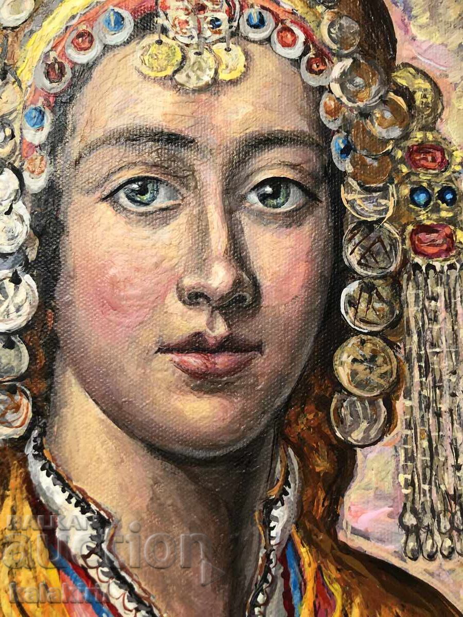 "Portret de bulgăroaică cu podoabe" cu preț 1200.00 BGN | € 613.55