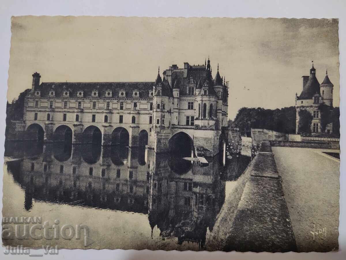 Very old postcard with a view of Chateau de Chenonceaux Very old postcard with a view of Chateau de Chenonceaux