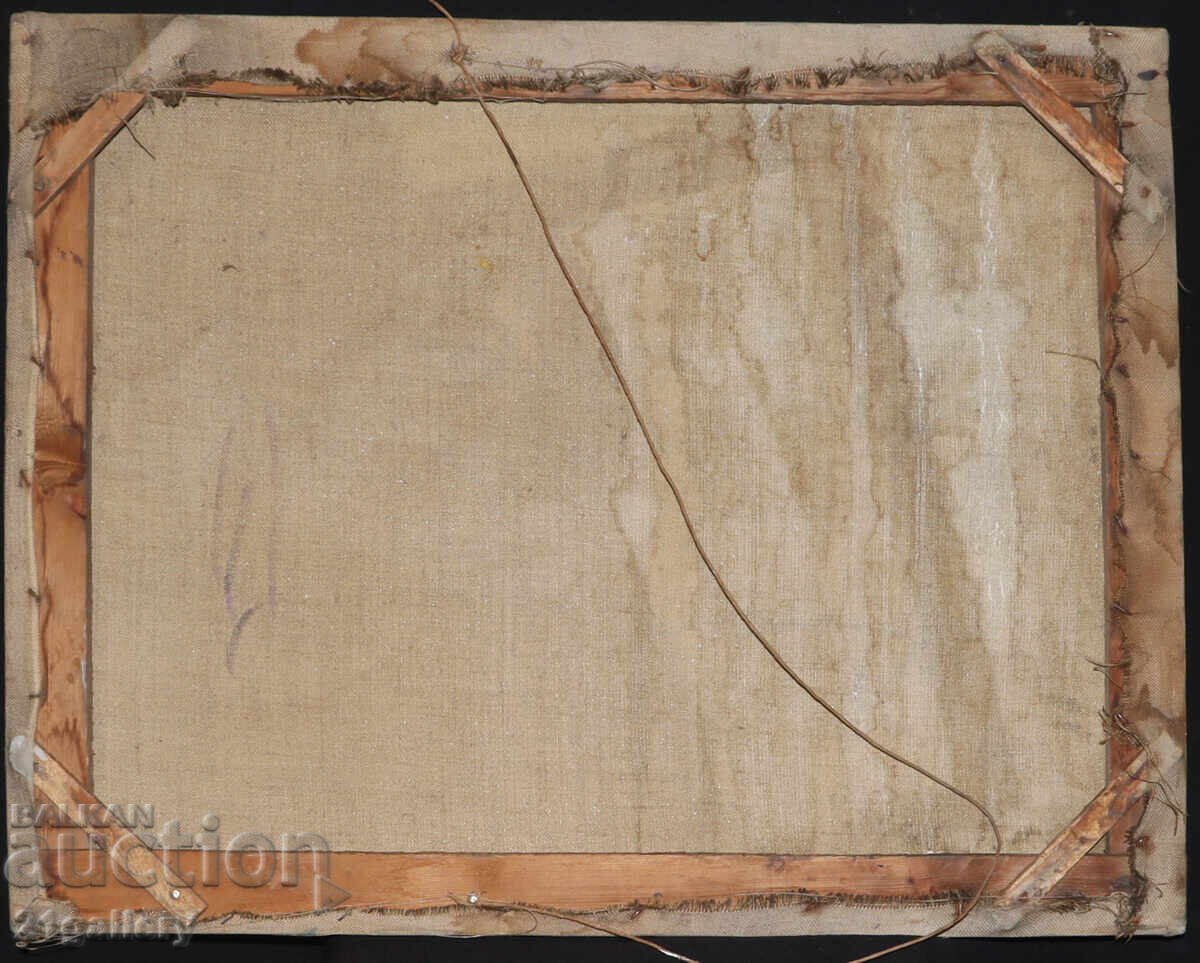 Έργο ζωγραφικής με λάδι, τοπίο, δίχτυα ψαράδων - 7