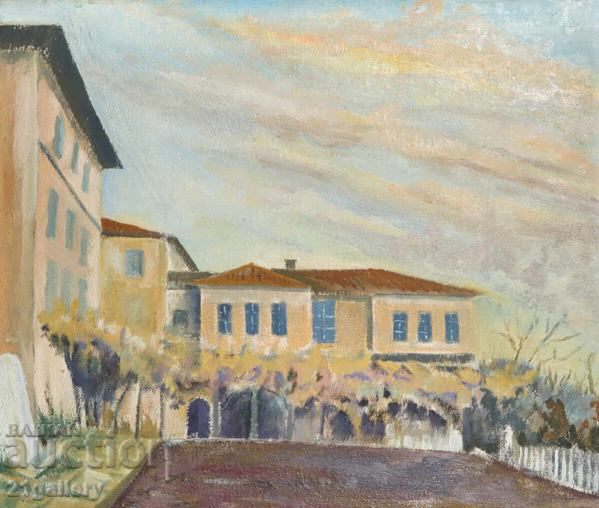 Δημοπρασία Ελαιογραφία τοπίο Μονή Μεταμόρφωσης