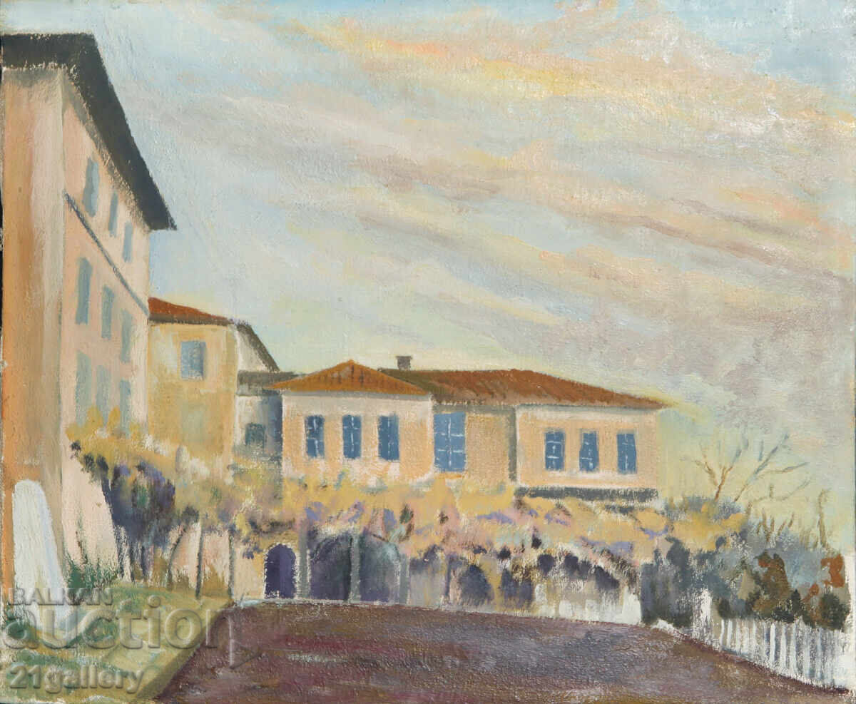 Ελαιογραφία τοπίο Μονή Μεταμόρφωσης