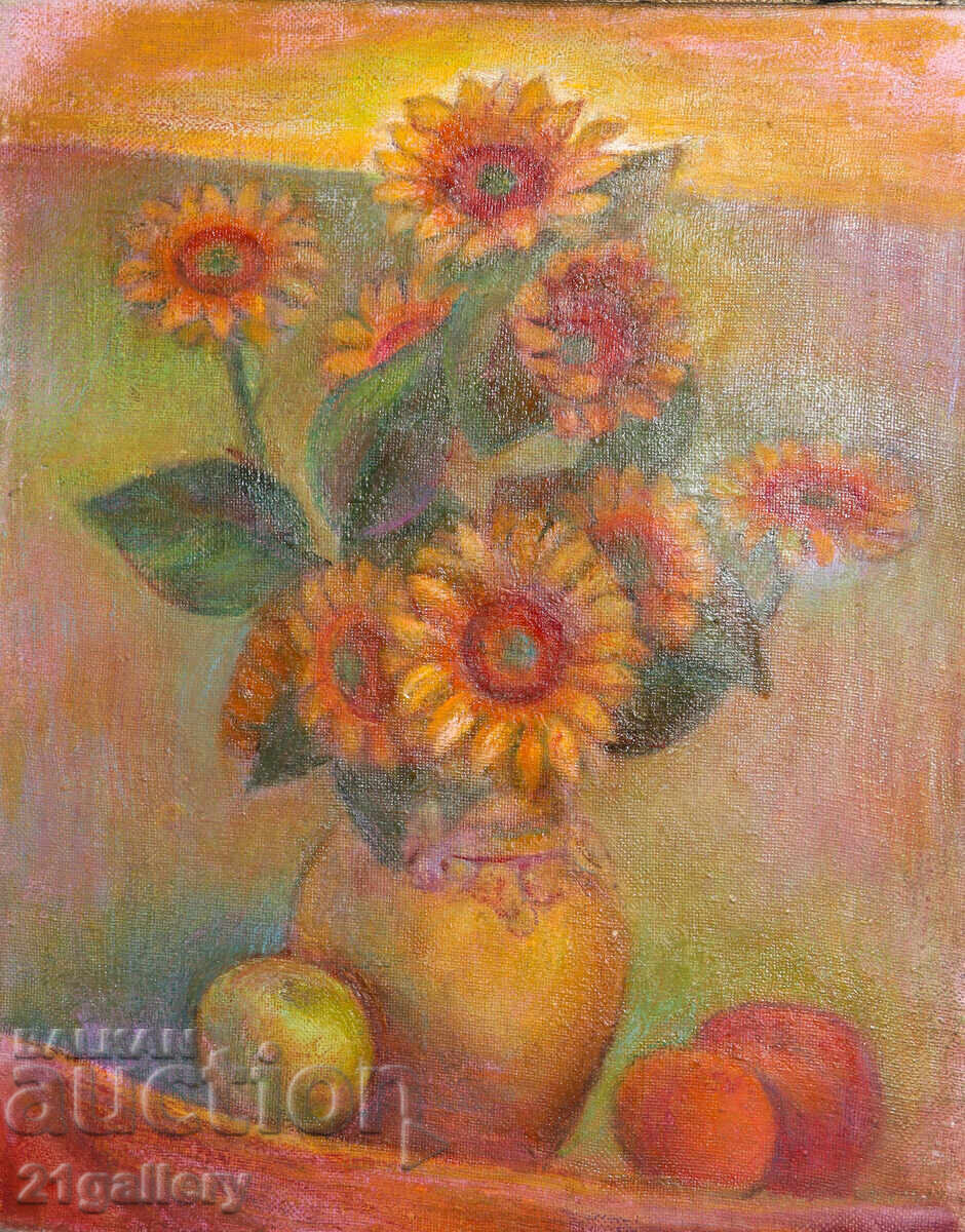 Elka Naidenova (1932 – 2016) Natură statică vază cu flori Elka Naidenova (1932 – 2016) Natură statică vază cu flori