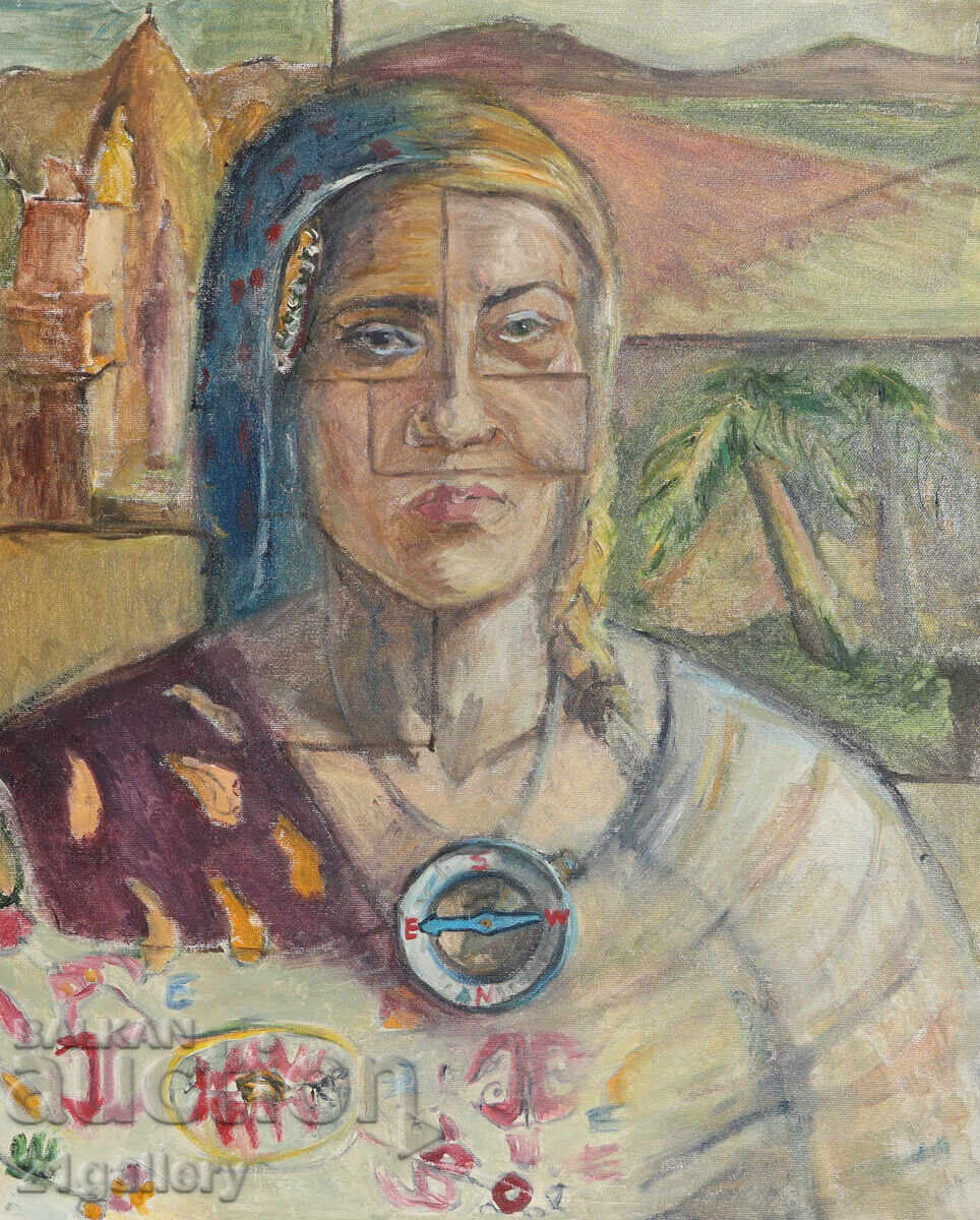 Contemporary painting abstract portrait, oil paints