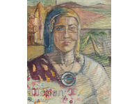 Contemporary painting abstract portrait, oil paints